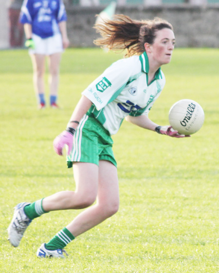 Action from the ladies under 16 match between Aodh Ruadh and Four Masters.