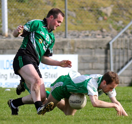 Action from the intermediate football championship match against Naomh Bríd.