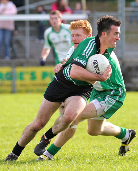 Action from the intermediate football championship match against Naomh Bríd.