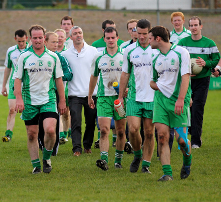 Action from the intermediate football championship match against Naomh Bríd.