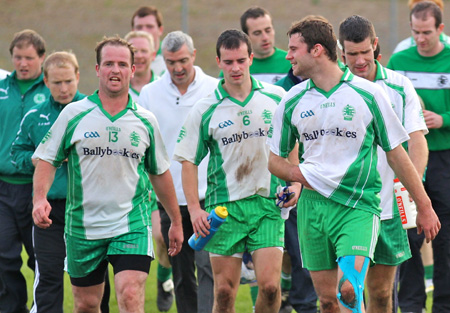 Action from the intermediate football championship match against Naomh Bríd.