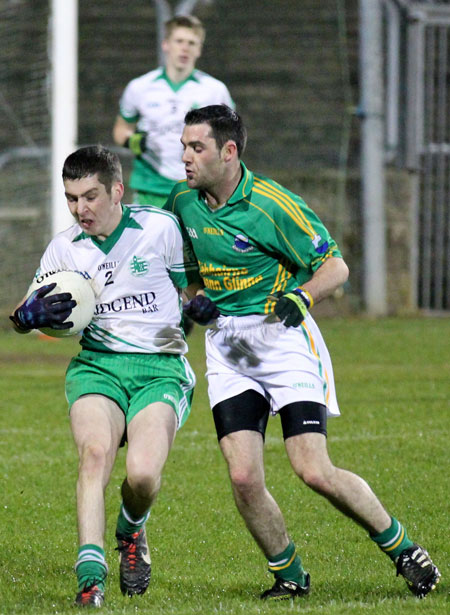 Action from the intermediate reserve football championship game against Naomh Columba.