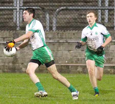 Action from the intermediate reserve football championship game against Naomh Columba.