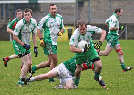 Action from the division three senior reserve football league match against Muff.