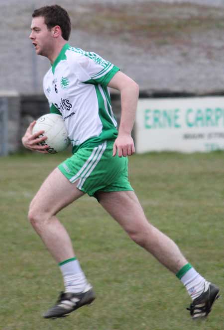 Action from the division three senior football league match against Naomh Columba.