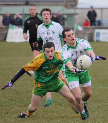 Action from the division three senior football league match against Naomh Columba.