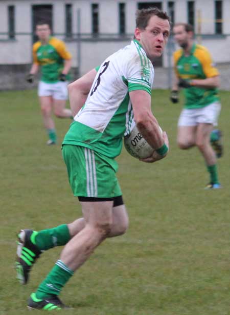 Action from the division three senior football league match against Naomh Columba.