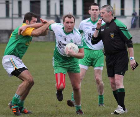 Action from the division three senior football league match against Naomh Columba.