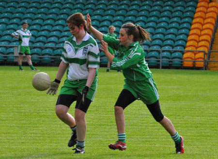 Action from the ladies under 14 match between Aodh Ruadh and MacCumhaill's.