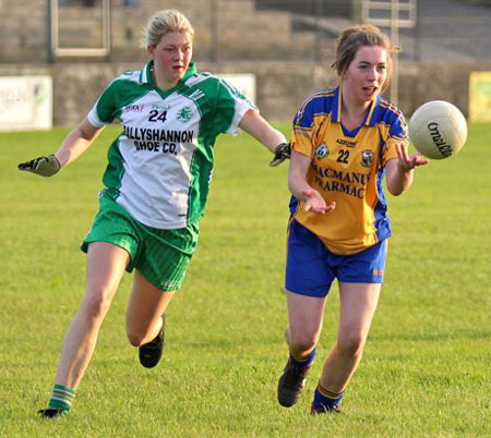 Action from the ladies senior match between Aodh Ruadh and Glencar Manorhamilton.