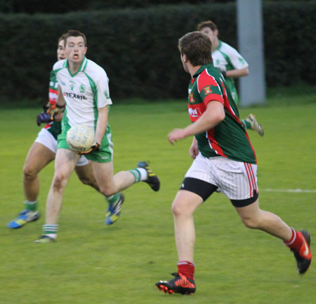 Action from the under 21 B Championship game between Aodh Ruadh and Carndonagh.