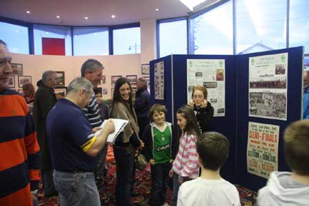Taking in the display of Aodh Ruadh history in the foyer of the Abbey Centre.