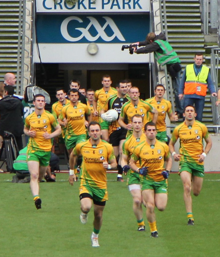 Action from the All-Ireland Senior Football Championship semi-final between Donegal and Cork.