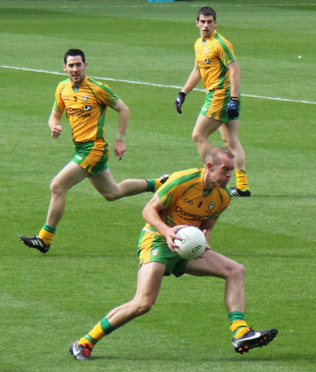 Action from the All-Ireland Senior Football Championship semi-final between Donegal and Cork.