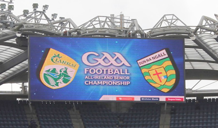 Action from the All-Ireland Senior Football Championship quarter-final between Donegal and Kerry.