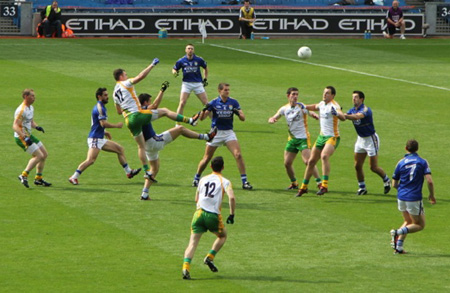 Action from the All-Ireland Senior Football Championship quarter-final between Donegal and Kerry.