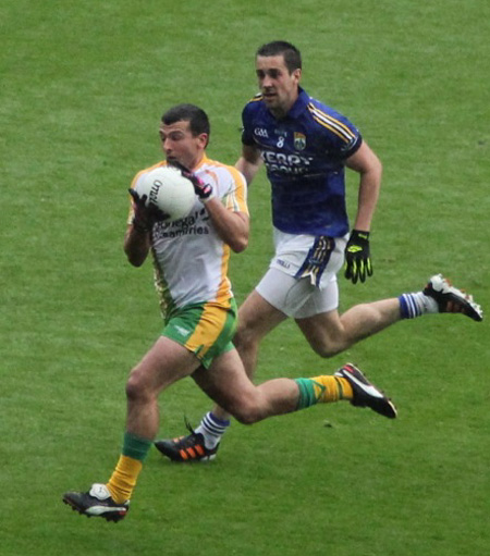 Action from the All-Ireland Senior Football Championship quarter-final between Donegal and Kerry.