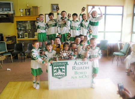 Aodh Ruadh's 'B' team celebrate after victory over Melvin Gaels in the Mick Shannon under 10 tournament..