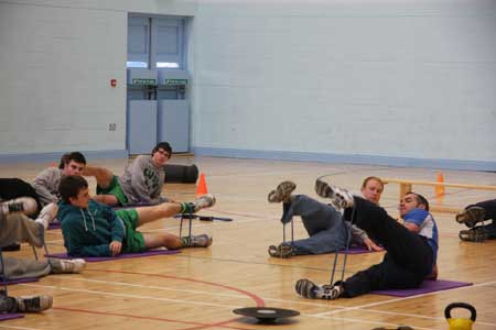 Action from the strength and conditioning workshop.