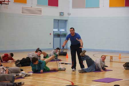 Action from the strength and conditioning workshop.