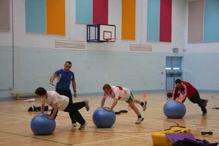 Action from the strength and conditioning workshop.